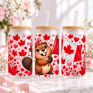 Canadian Beaver frosted 16oz glass can