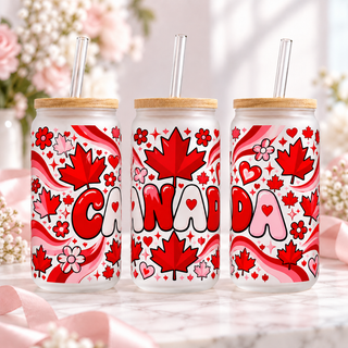 Groovy Canada frosted 16oz glass can