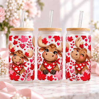 Canadian Moose frosted 16oz glass can