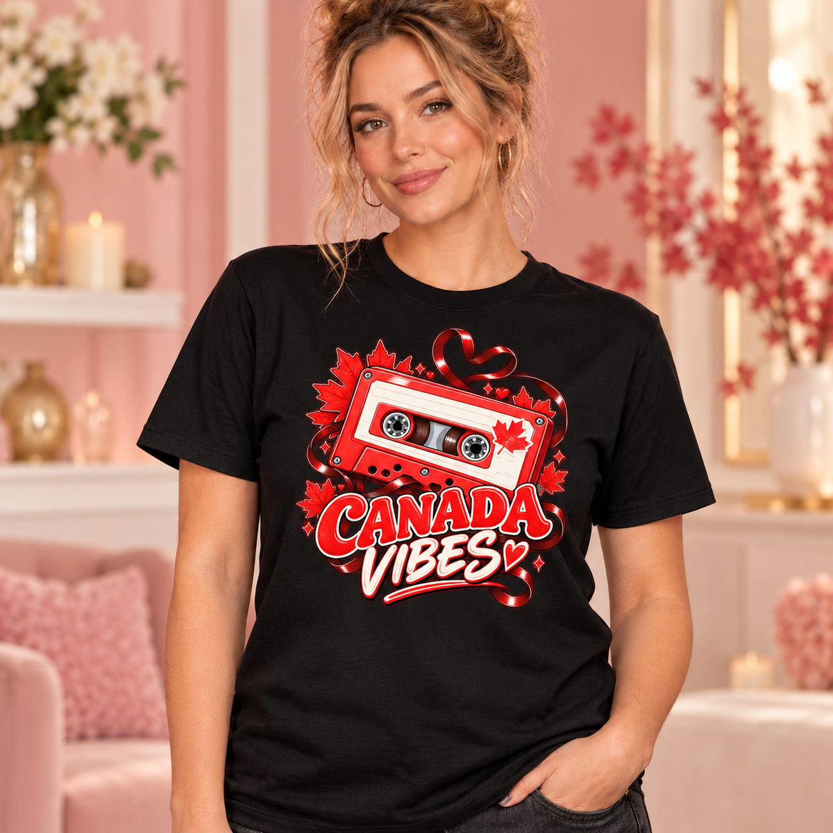 Canada Vibes black T-shirt