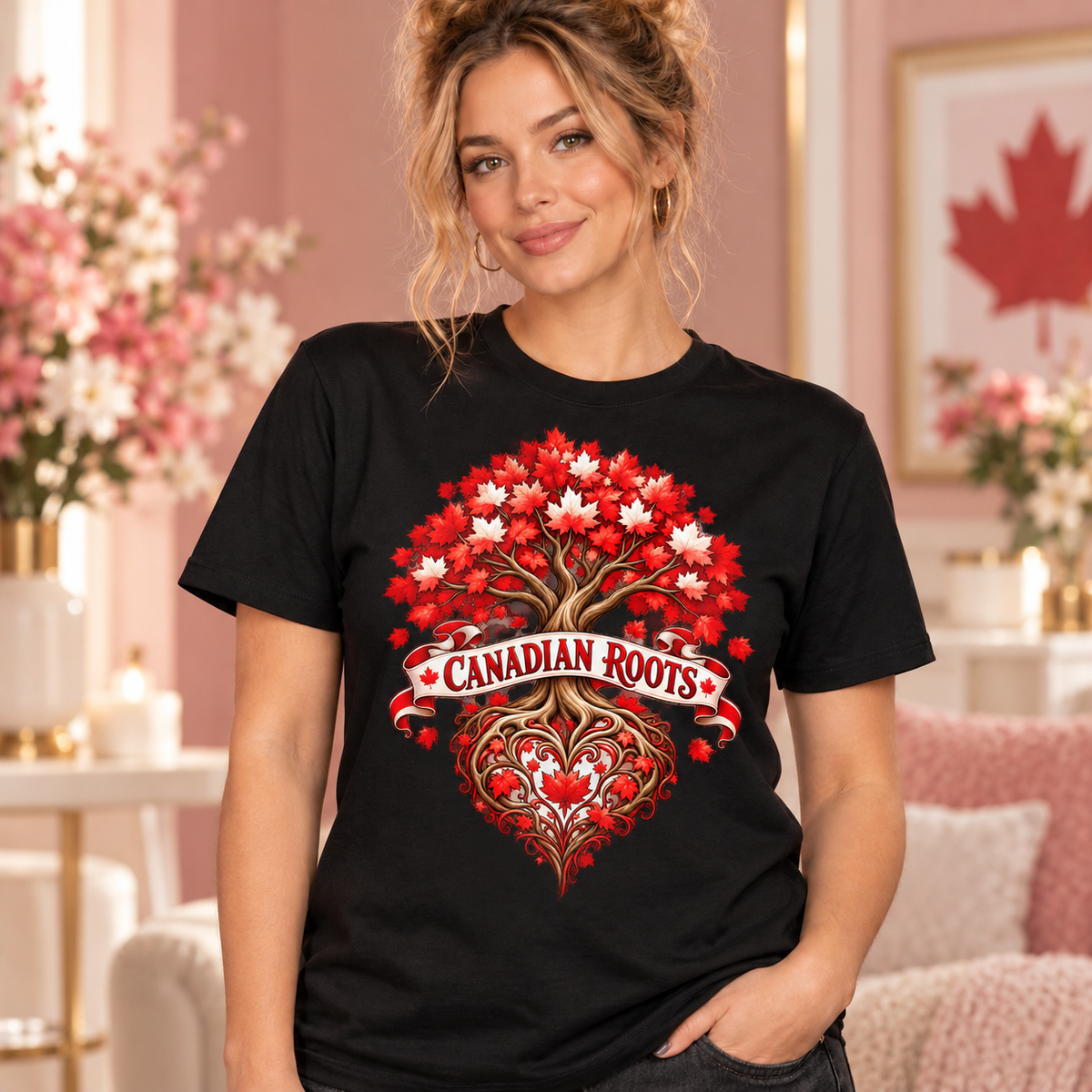 Canadian Roots black T-shirt