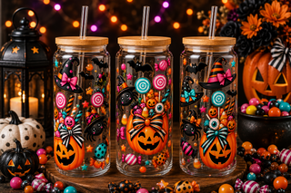 Candy Bucket Witch Halloween Glass Can Tumbler – alternate lifestyle view