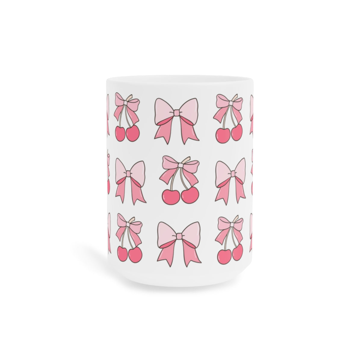 Pink Bows & Cherries coquette ceramic mug