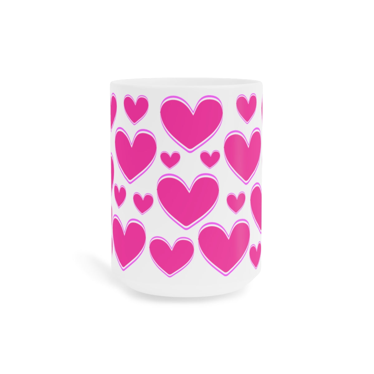 Pink Hearts romantic ceramic coffee mug