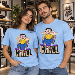 Chill Streetwear on Light Blue T-Shirt