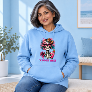 Summer Vibes women’s light-blue hoodie mockup