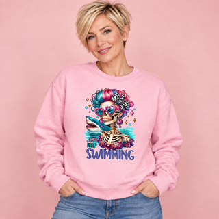 Just Keep Swimming women’s pink crewneck mockup