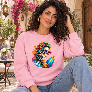 Let's Surf women’s light-blue hoodie mockup