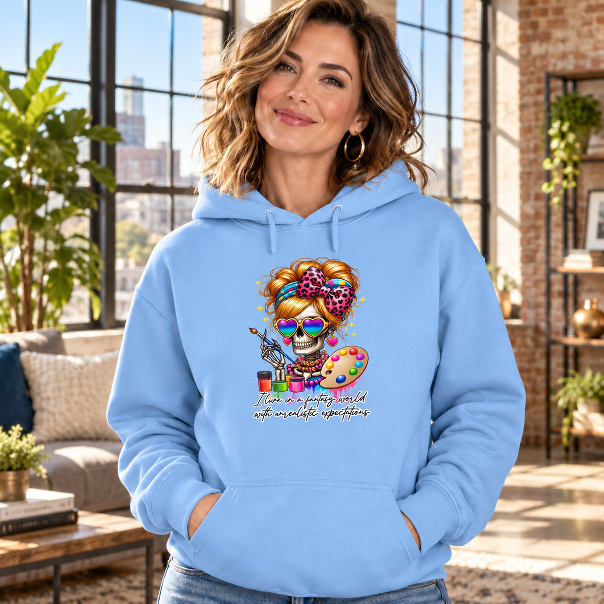 I Am an Artist – Fantasy World women’s light-blue hoodie mockup