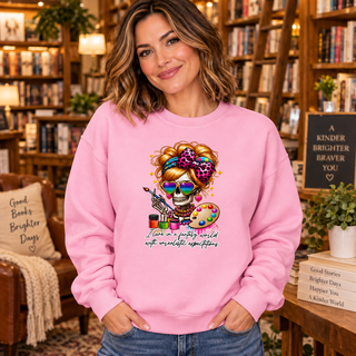 I Am an Artist – Fantasy World women’s pink crewneck mockup