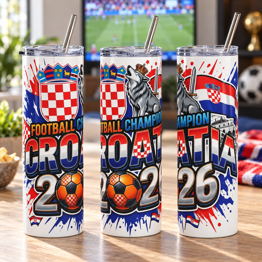 Croatia 2026 Football Tumbler – Insulated Soccer Fan Gift