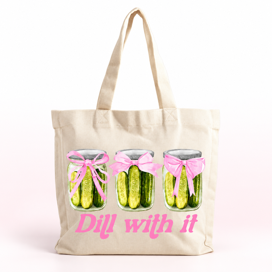 Dill With It Pickle Jar Canvas Tote – Funny Coquette Foodie Bag