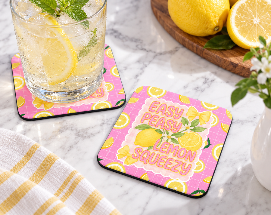 Easy Peasy Lemon Squeezy Coaster – Cute Citrus Home Decor