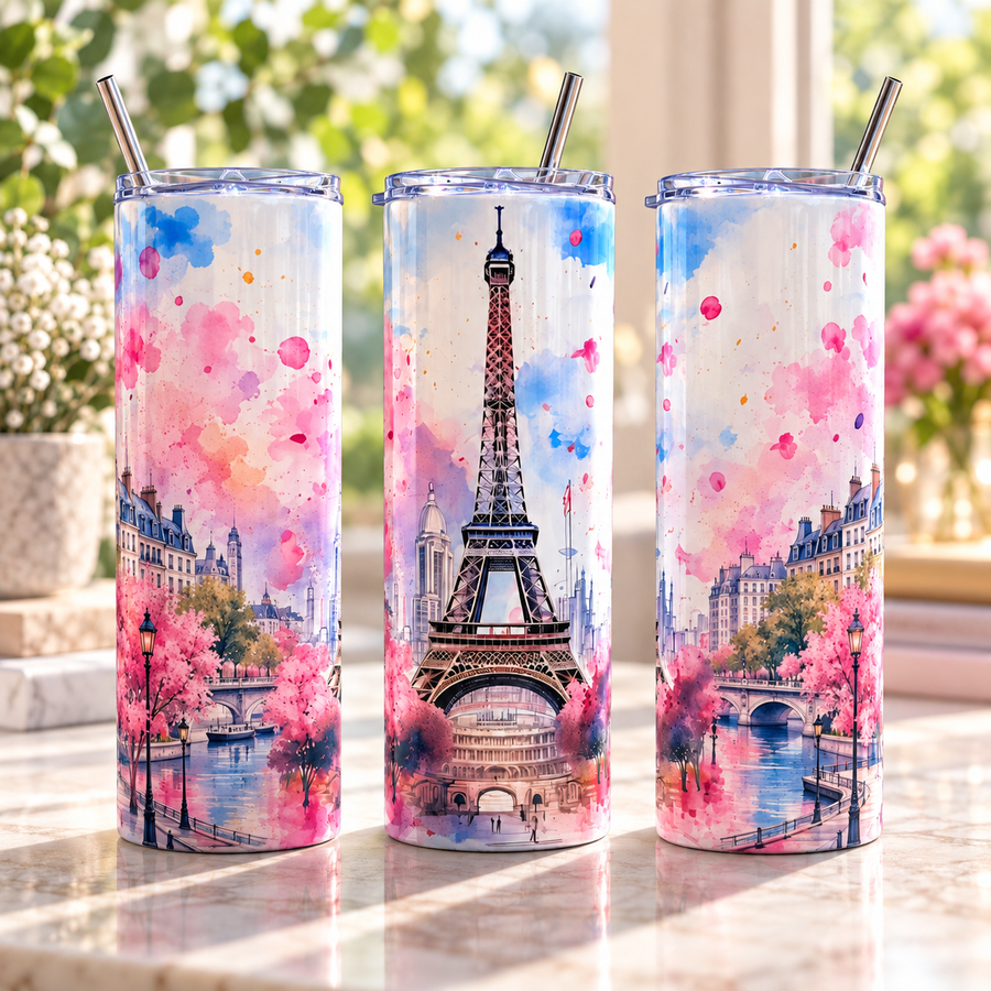 Paris Eiffel Tower 20oz Skinny Tumbler