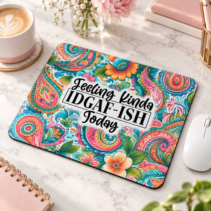 Feeling Kinda IDGAF-ish Today Mouse Pad – Funny Floral Desk Decor