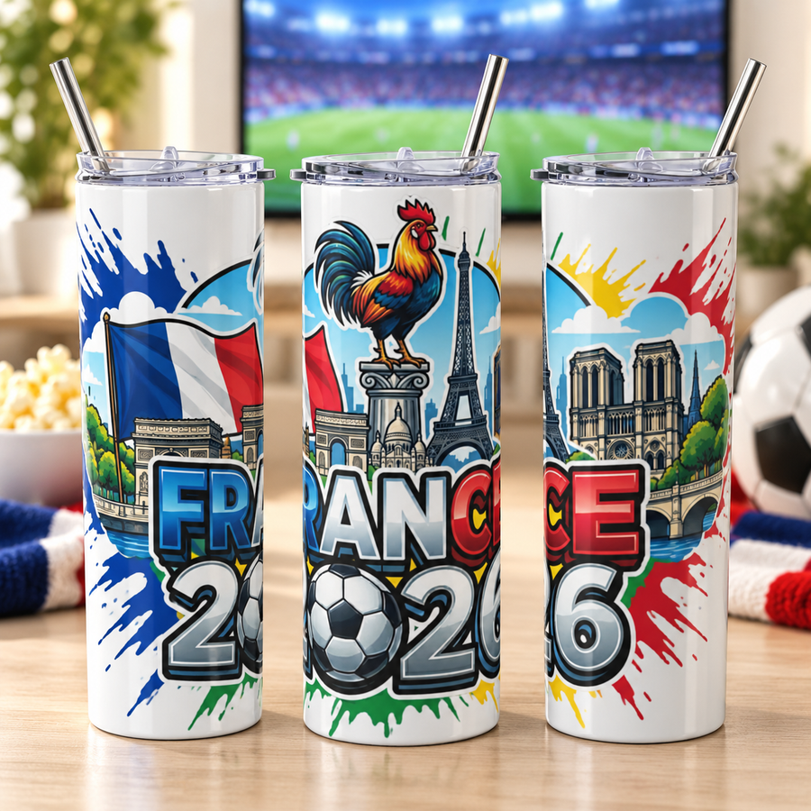 France 2026 Football Tumbler – Insulated Soccer Fan Gift