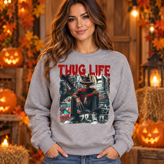 Freddy Thug Life women’s grey crewneck mockup