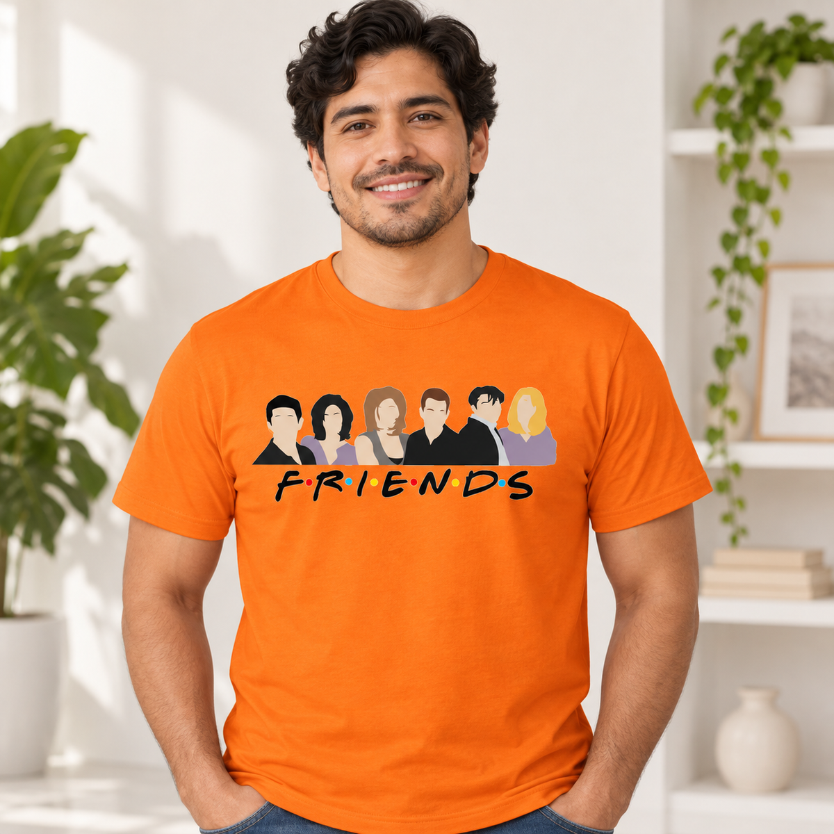 Friends Cast Group on Orange T-Shirt