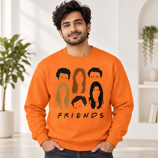 Friends Cast Portrait on Orange Crewneck