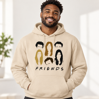 Friends Cast Portrait on Beige Hoodie