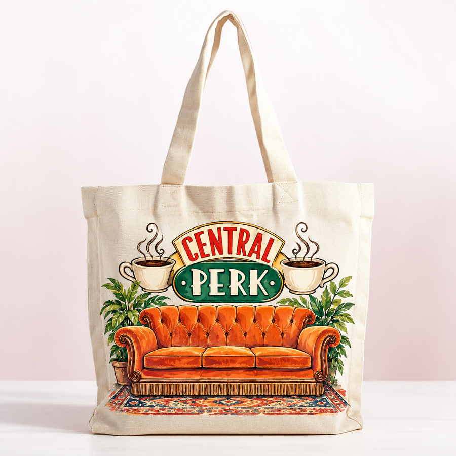 Coffeehouse Couch Canvas Tote – Retro Sitcom Fan Bag