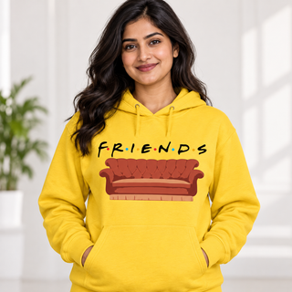Friends Couch on Yellow Hoodie