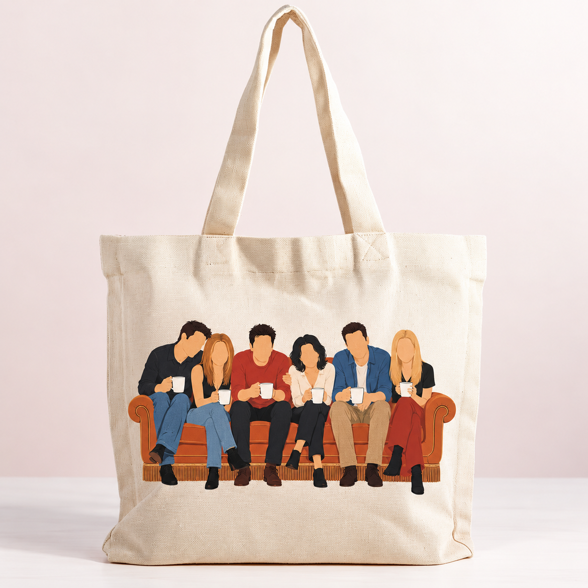 Minimalist Sitcom Friends Canvas Tote – TV Fan Gift Bag — product mockup