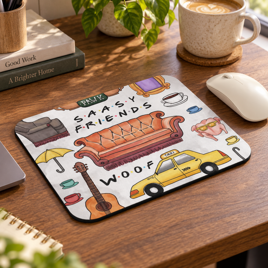 Friends-Inspired Couch Pattern Mouse Pad – Retro TV Desk Decor