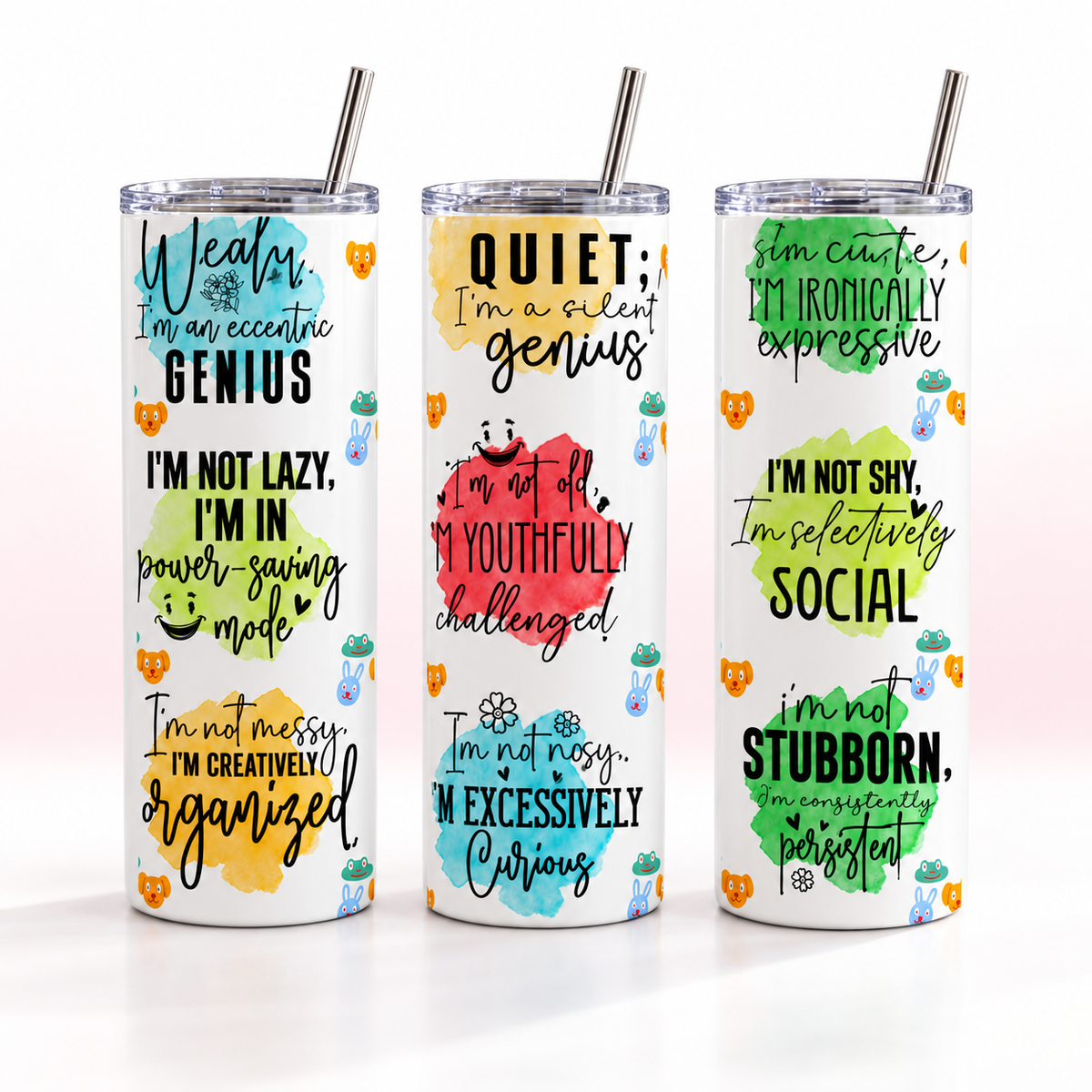 Funny Personality Quotes Watercolor 20oz Tumbler — product mockup