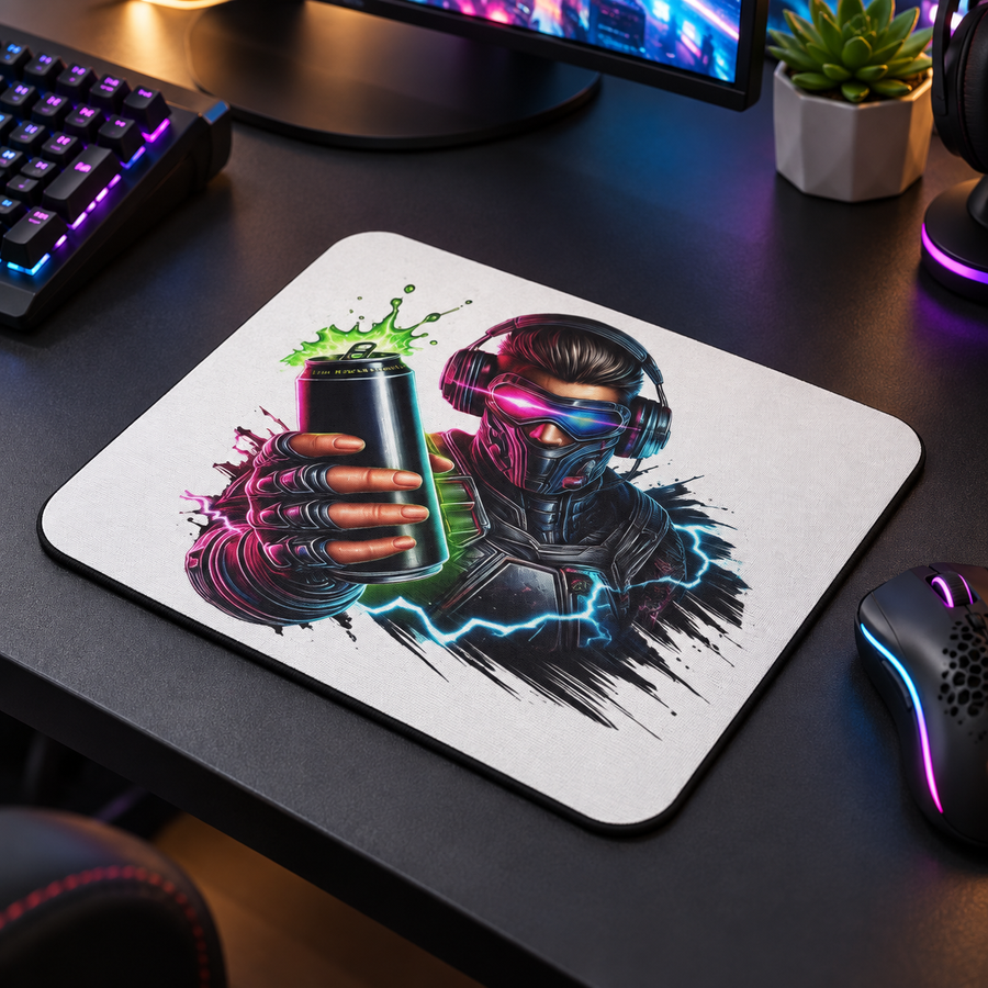 Neon Gamer Soldier Mouse Pad – Tactical Gaming Desk Accessory