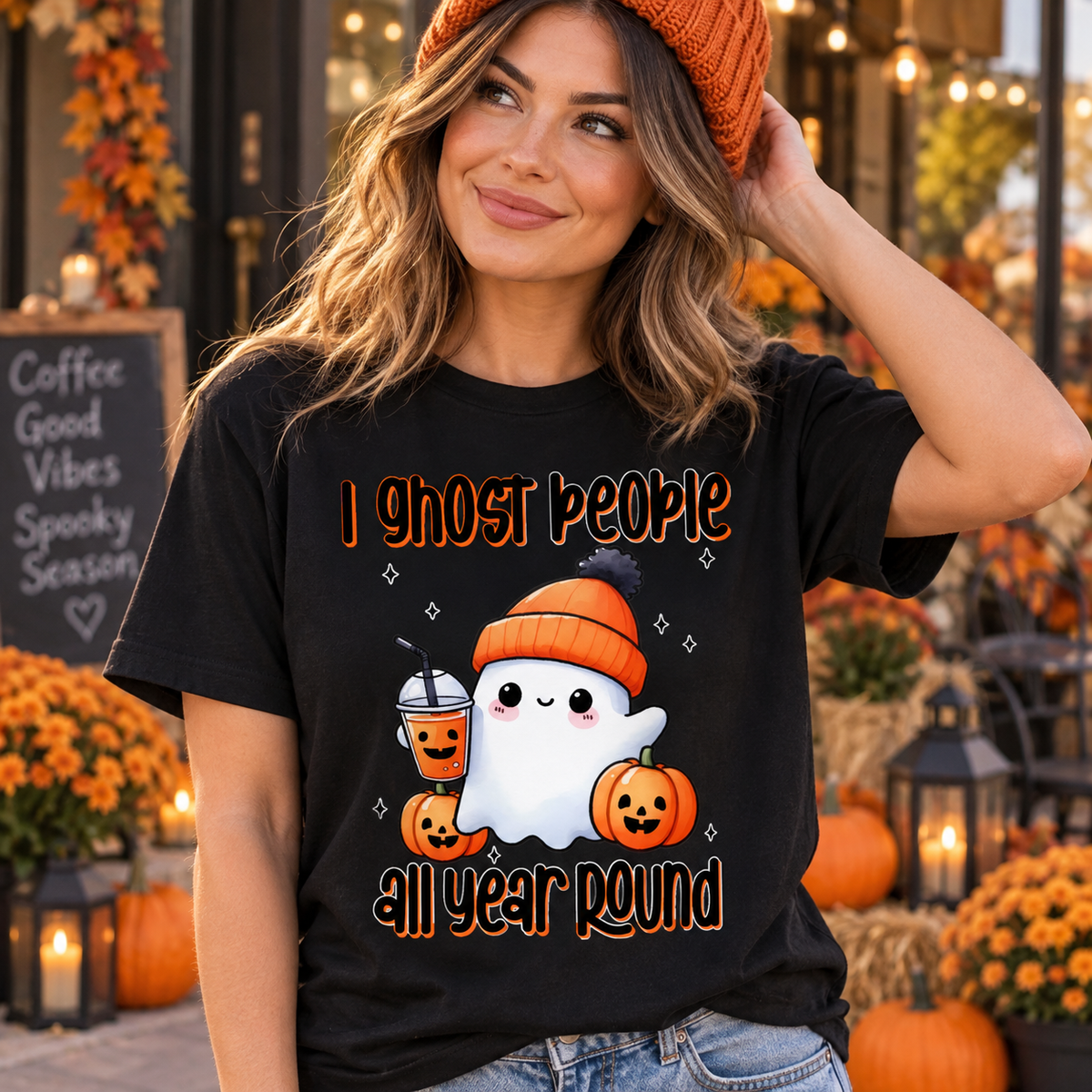 Ghostly Halloween T-shirt mockup