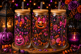 Glam Pink Disco Halloween Glass Can Tumbler – alternate lifestyle view
