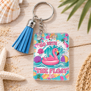 Go With the Float keychain with blue tassel