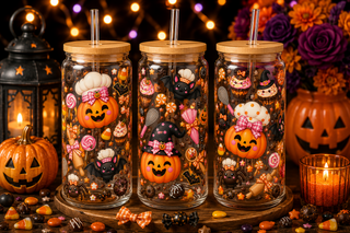 Halloween Baking Treats Glass Can Tumbler – alternate lifestyle view