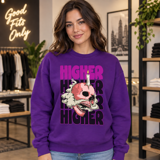 Higher Skull on Purple Crewneck