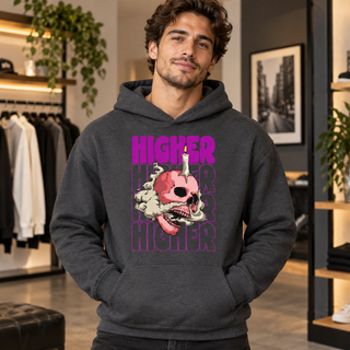 Higher Skull on Charcoal Hoodie