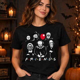 Horror Friends Group Portrait – Halloween Apparel T-shirt model mockup