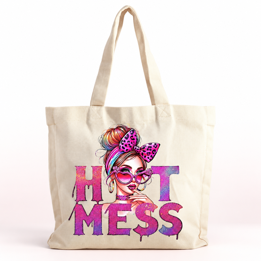Hot Mess Glam Canvas Tote – Funny Fashionista Everyday Bag