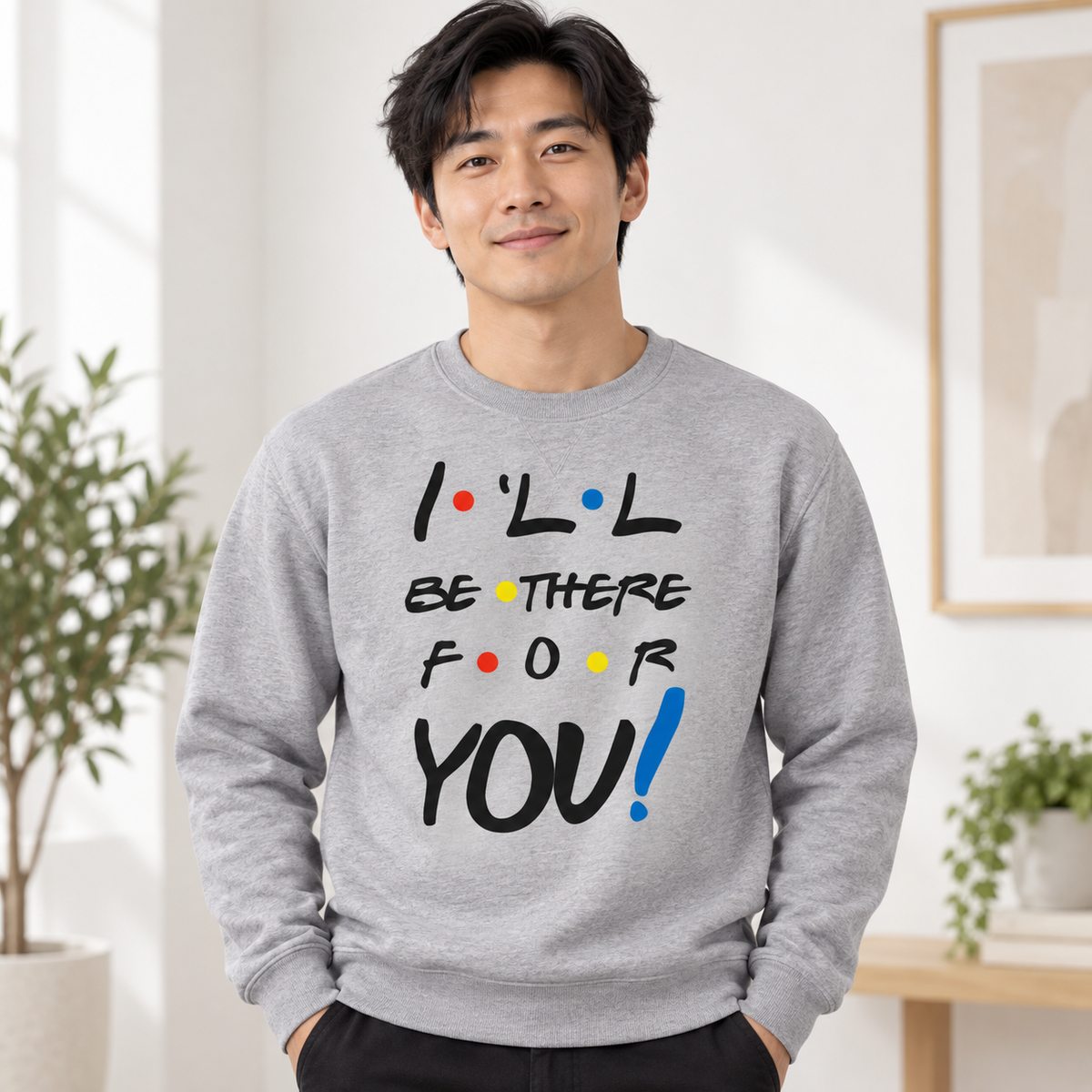 I Will Be There For You on Grey Crewneck