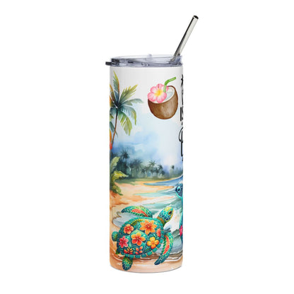 Tropical Beach Sea Turtle & Shells Travel Cup