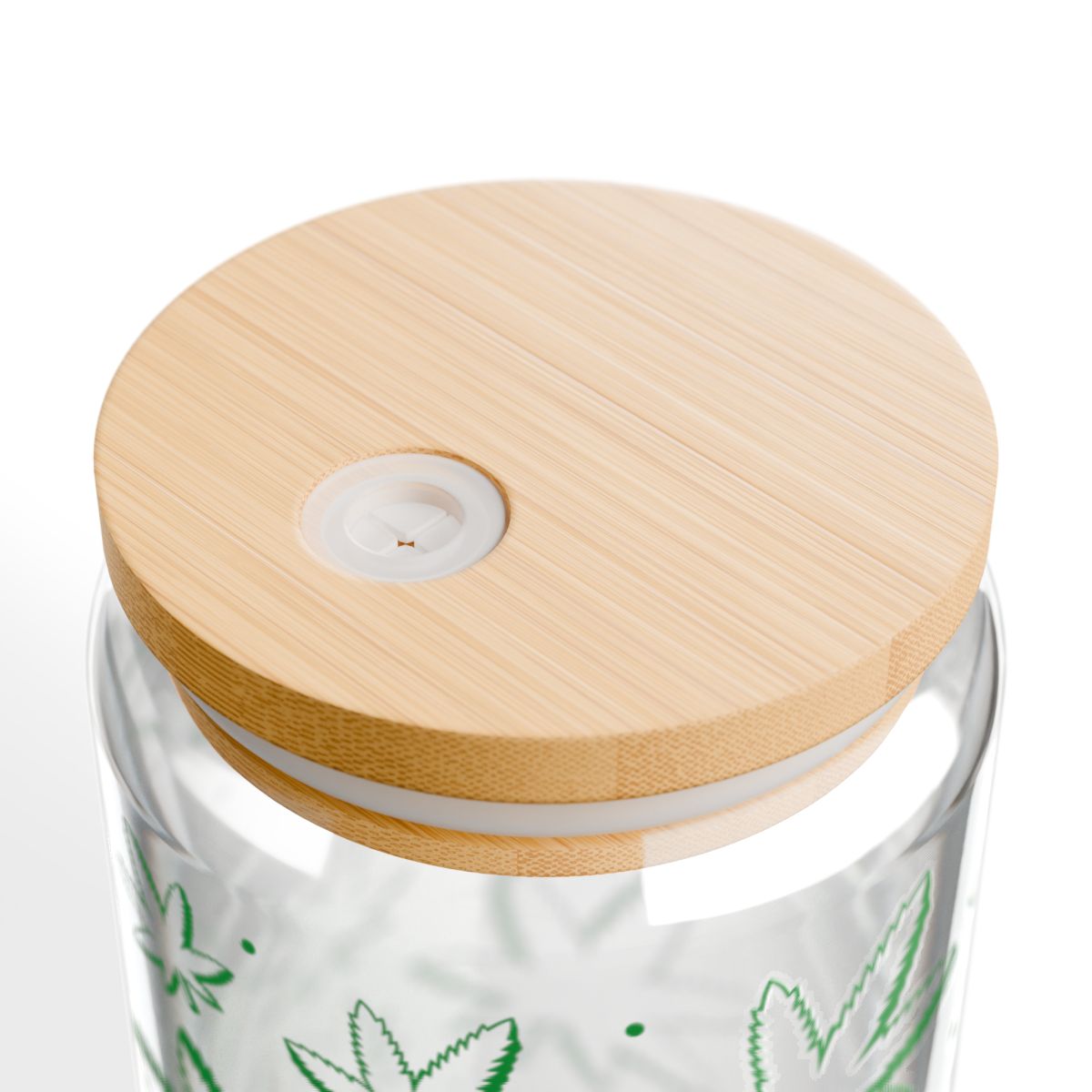 16oz Green Leaf Pattern Sipper Glass