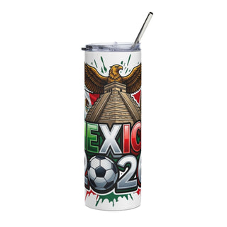 Mexico 2026 football tumbler with eagle and pyramid design