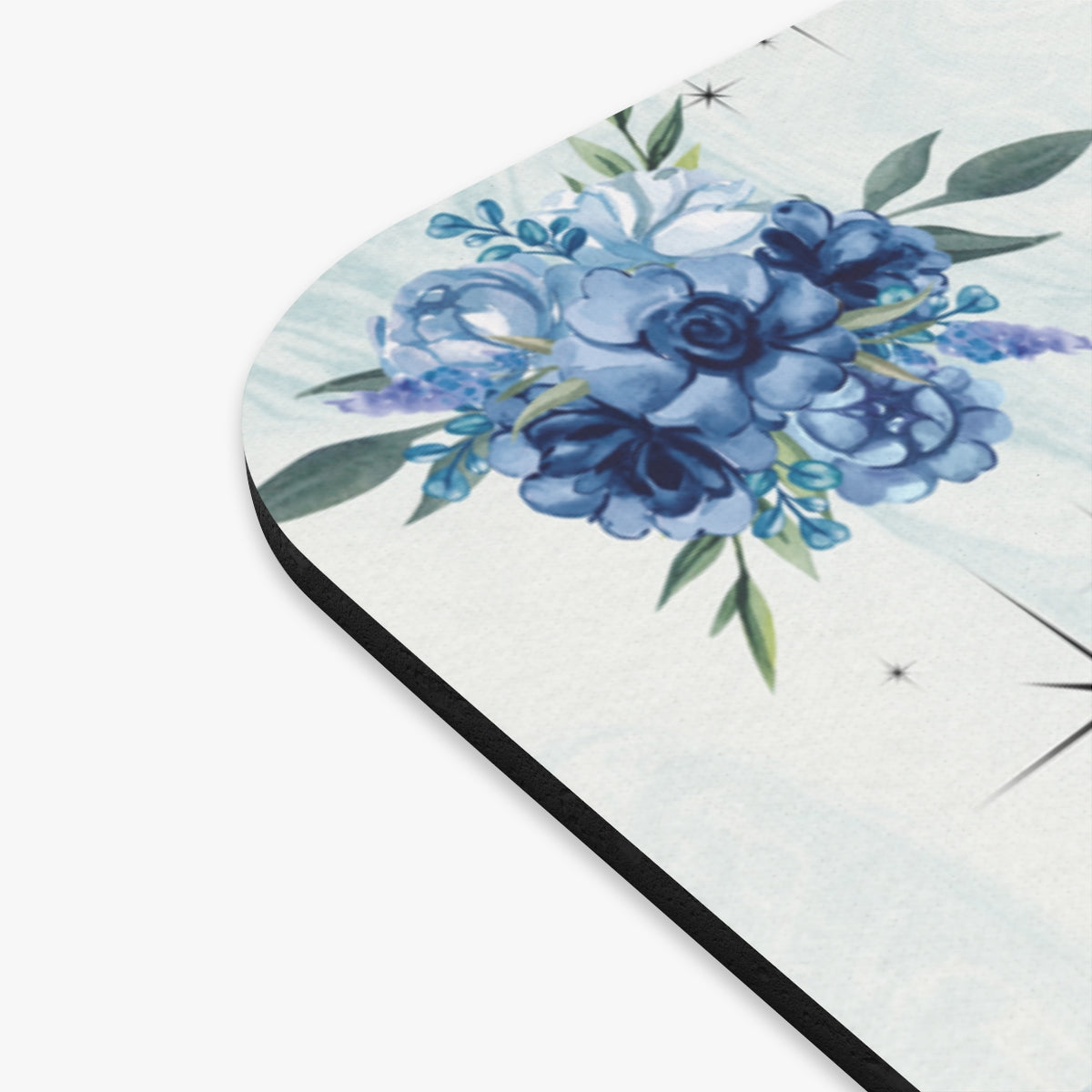 Blue Floral Bow  — Elegant Vintage-Inspired Desk Mat