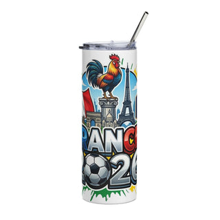 France 2026 football tumbler with Eiffel Tower and rooster design