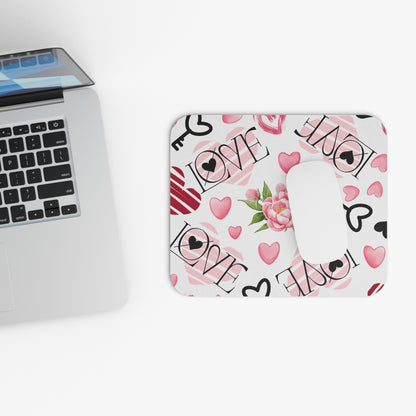 Love Pattern — Romantic Hearts, Keys & Roses Desk Mat