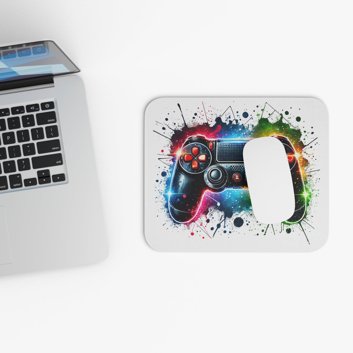 Gaming Controller — Colorful Splash Video Game Desk Mat