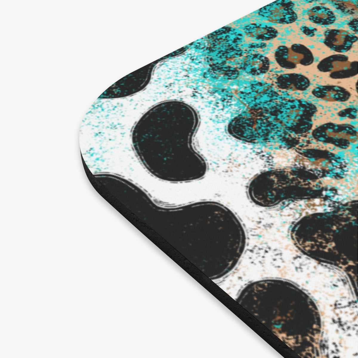Teal Leopard Print Rectangle — Stylish Animal-Print Desk Mat