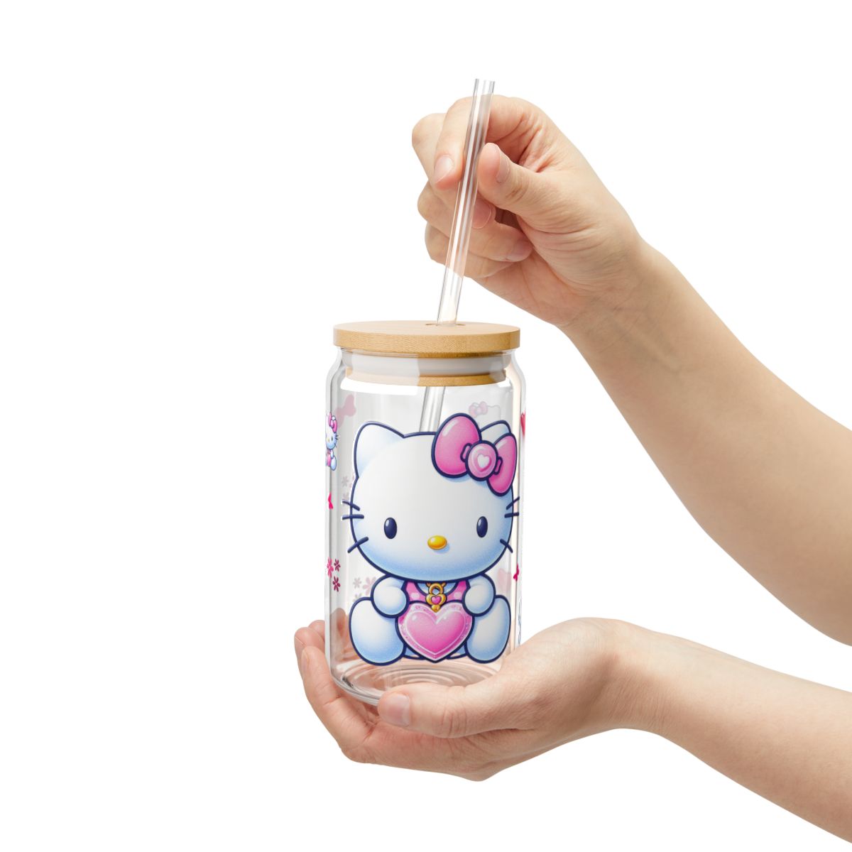 Hello Kitty Heart Sipper Glass