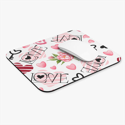 Love Pattern — Romantic Hearts, Keys & Roses Desk Mat