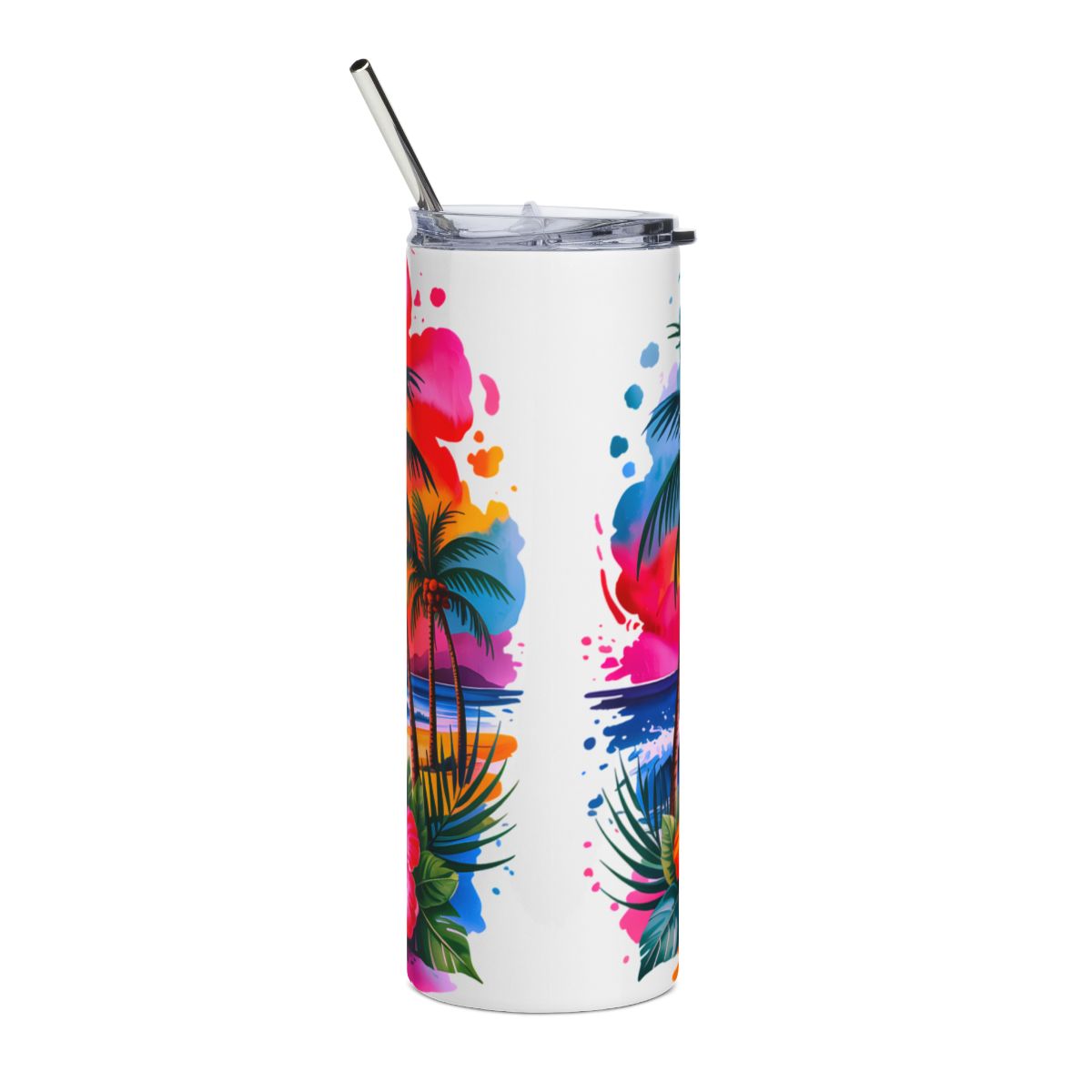 Summer Vibes beach sunset tumbler design view